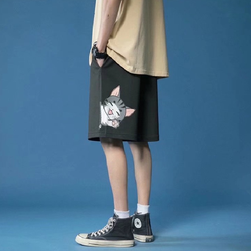 Quần Short Thể Thao Nam In Họa Tiết Hoạt Hình Phong Cách Hip Hop Nhật Bản Cỡ Lớn size M-8XL