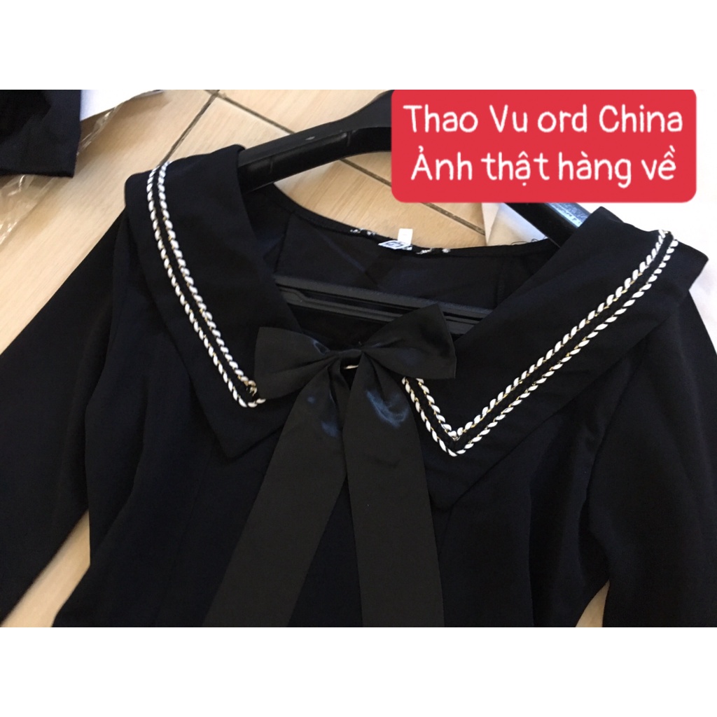 Váy Xòe Nơ To Chất Dày Dặn ⚡️ẢNH THẬT⚡️ Váy Đầm Cotton, Dài Tay, Dáng Xòe Cực Xinh | BigBuy360 - bigbuy360.vn