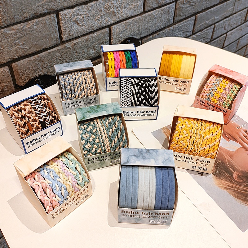 Hộp nhiều sợi cột tóc vải bản dày co giãn sắc màu không đau tóc Tatitava