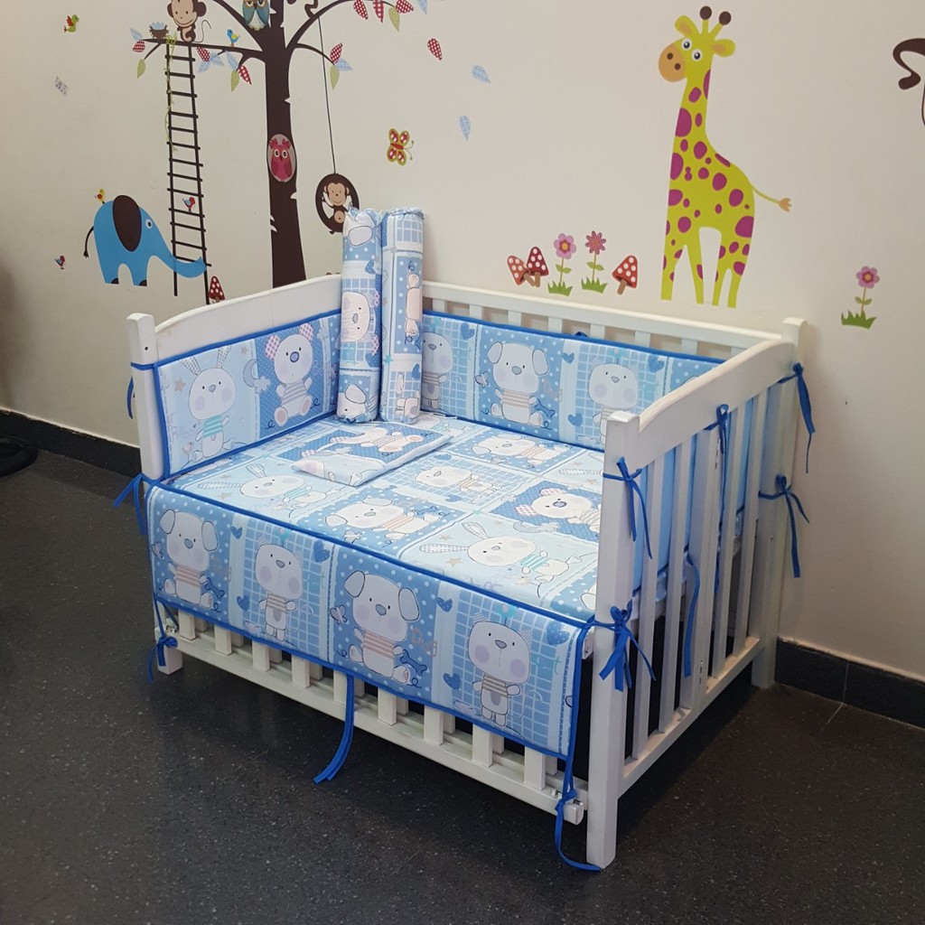 Combo Nệm, Quây, Ga Cao Cấp cho bé. kích thước 70x110 cm