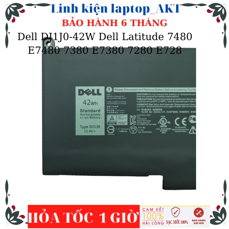 Pin Laptop Dell F3YGT-60W, DJ1J0-42W Dell Latitude 7480 E7480 7380 E7380 7280 E7280 DM3WC MYJ96