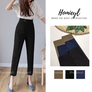 Quần baggy nữ lưng cao đai tròn cạp cao công sở Homieyl cao cấp chất vải đẹp, quần tây nữ lưng cao màu đen đi học đi làm