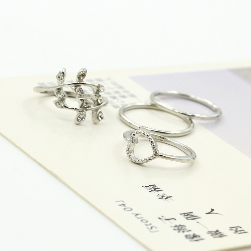 (3 mẫu) Nhẫn lá nhẫn trái tim nhẫn bộ quà tặng xinh xắn đáng yêu cực xinh xắn phong cách Hàn Quốc