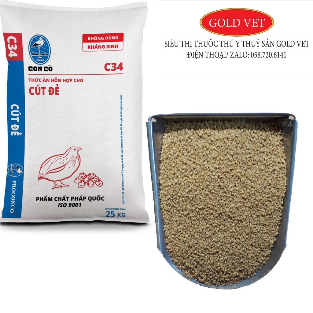 C34 ( 1 kg và 5 kg ) Cám hỗn hợp cho cút đẻ ( Cám con cò)