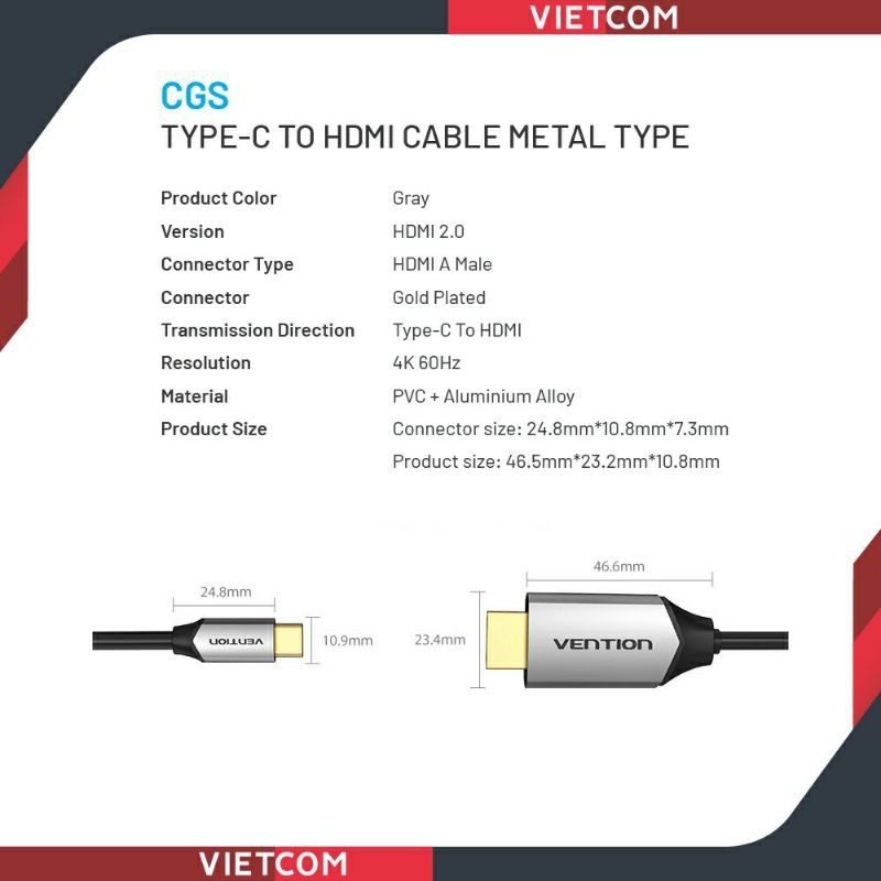Cáp type C to HDMI