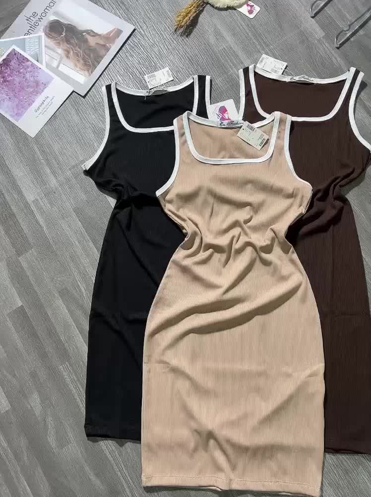 [Mã FATREND02 giảm đến 30k đơn 99k] Đầm body dáng ngắn ba lỗ, váy nữ viền cổ vuông thun nhuyễn G144 | BigBuy360 - bigbuy360.vn
