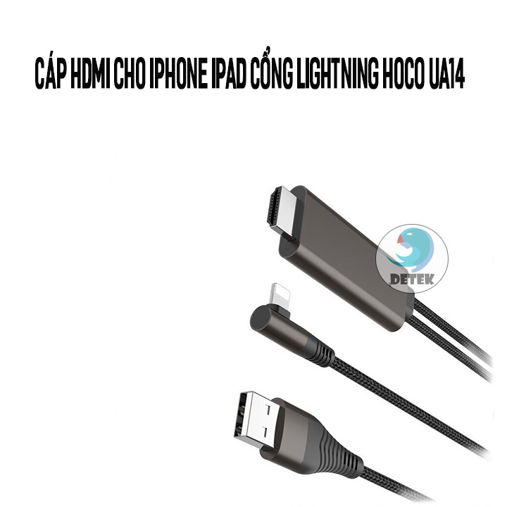 [ HOT SALE ] Cáp HDMI cho iPhone iPad cổng Lightning Hoco UA14 dài 2.0m (đen) siu bền