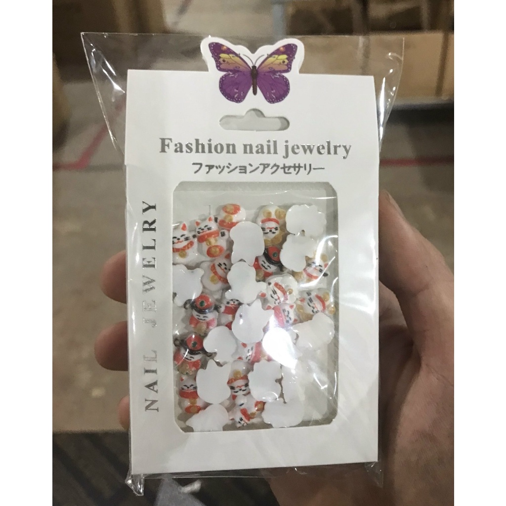 Set charm mèo thần tài đính móng Phụ Kiện nail