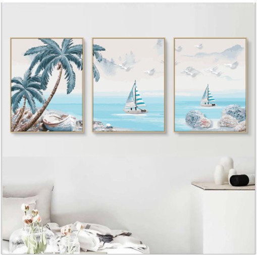 [CÓ SẴN] Bộ 3 tranh sơn dầu số hóa tự tô painting by number DIY 40x50x3(TRANH) sale hot