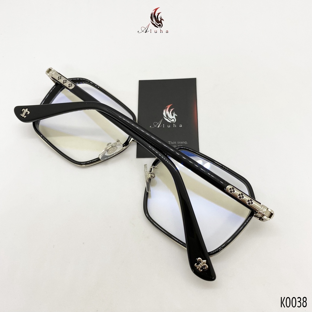 Gọng kính Unisex khung kim loại + nhựa TR90 cao cấp họa tiết hoa Iris Chrome Heart - K0038 - Aluha