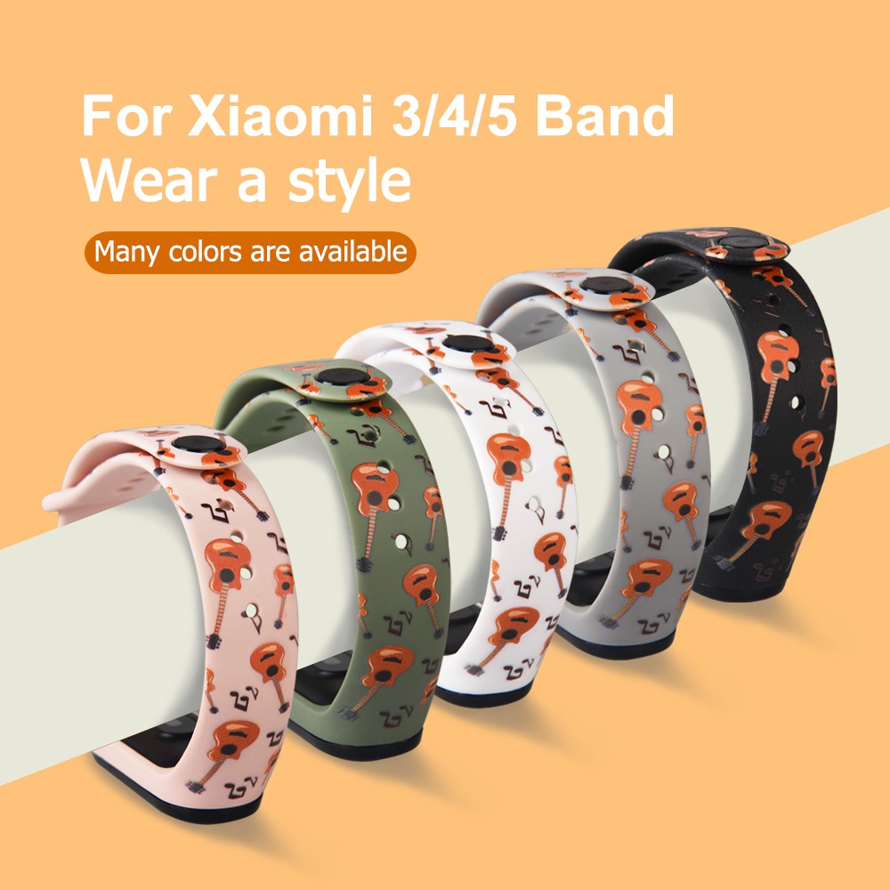 Dây Đeo Silicon Họa Tiết Hoạt Hình Cho Đồng Hồ Thông Minh Xiaomi Mi band 7 6 5 4 3 Xiaomi MiBand 3 xiomi 5