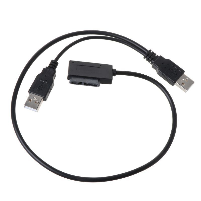 H.S.V✺Dual USB 2.0 to 7+6 Pin Slimline Slim SATA Cable Adapter for Notebook Laptop ODD