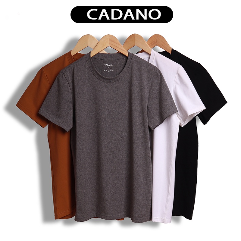Áo thun nam cổ tròn CADANO, áo phông nam tay ngắn vải cotton 04 màu co giãn, dày dặn CAD011