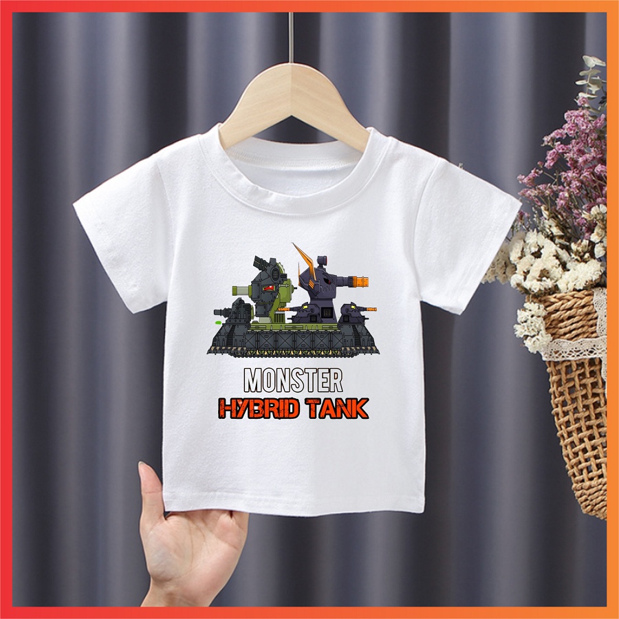 Áo thun in hình phim hoạt hình xe tăng đại chiến cho bé trai cực ngầu