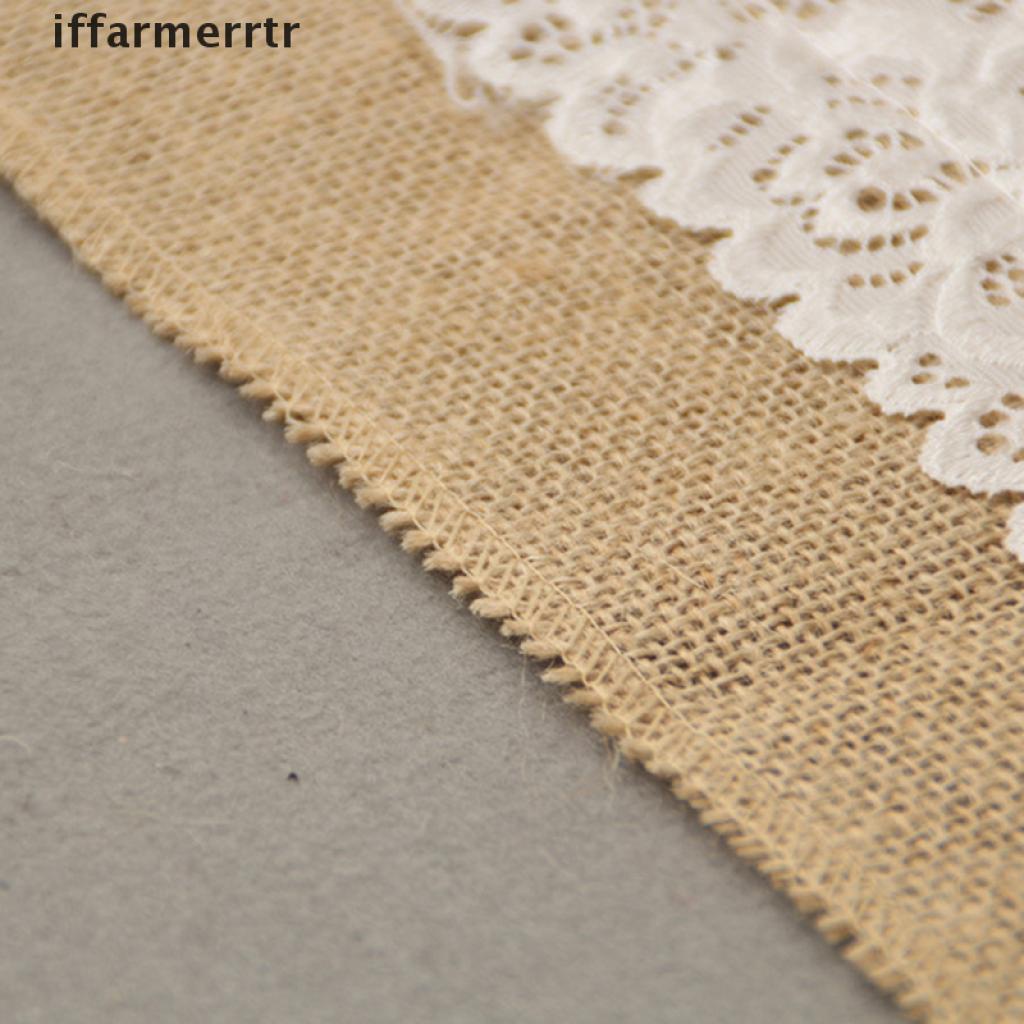 {iffarmerrtr} 30x180cm Burlap Lace Table Runner Natural Jute Rustic Wedding Decor hye