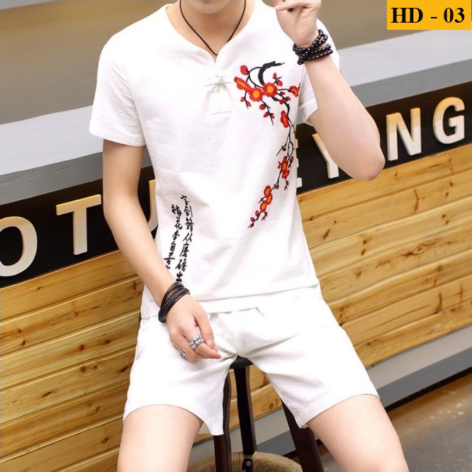 (Hàng Xuất chuẩn) Bộ Đũi Nam Thêu ( Mát - Nhẹ Như Không) | BigBuy360 - bigbuy360.vn