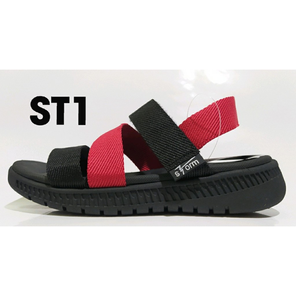 Giày sandal nam nữ STORM đen đỏ đi học đi làm [ẢNH THẬT]