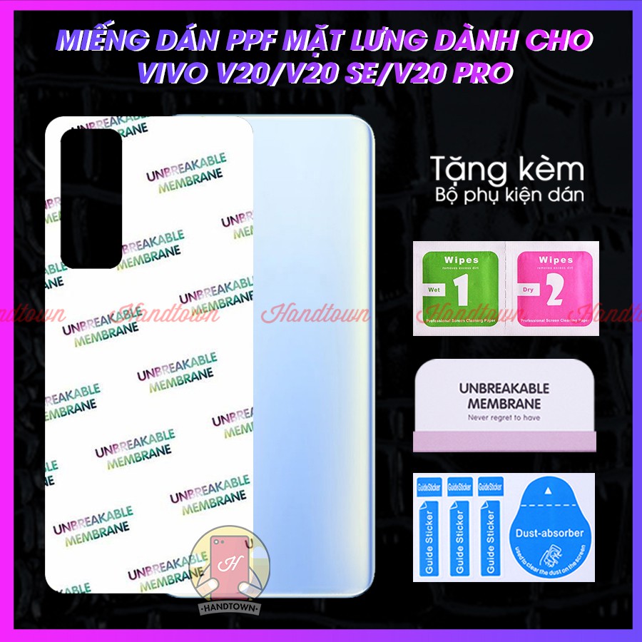 Dán PPF Mặt Lưng Vivo V20 V20 SE V20 Pro Kính Cường Lực Dẻo Vân Cá Sấu / Hiệu Ứng Cầu Vồng / Trong Suốt Chống Trầy Xước