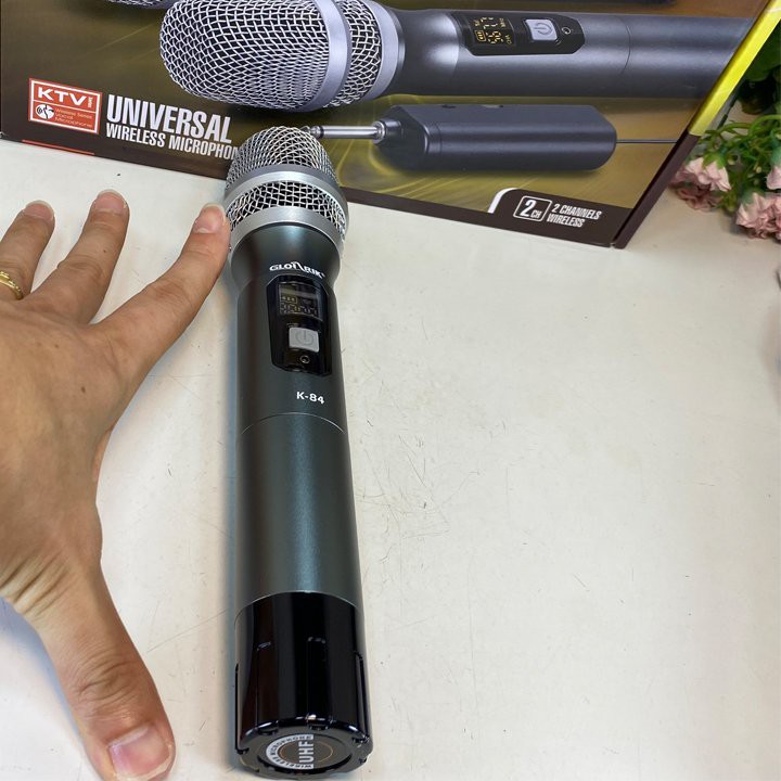 Micro karaoke đôi không dây UHF chính hãng Glosrik K84 - Hỗ trợ các thiết bị có jack cắm 3.5mm và 6.5mm