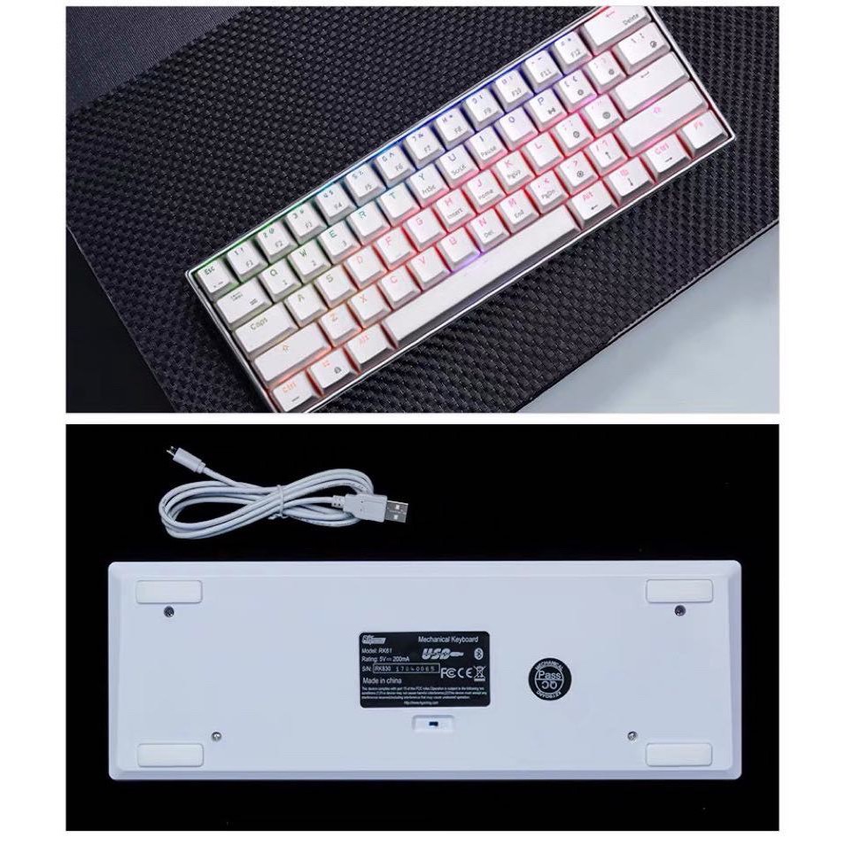 [ NEW ] TẶNG USB 2.4G - Bàn phím cơ không dây Royal Kludge RK61 Bluetooth 61 phím kết nối 2 chế độ pin sạc 750mAh | BigBuy360 - bigbuy360.vn
