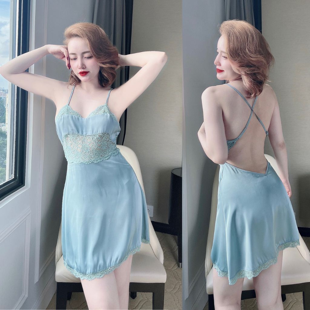 Váy ngủ sexy MIKY, Đầm ngủ sexy lụa Latin Chất Siêu Mát Dáng Siêu Xinh &lt; 60kg