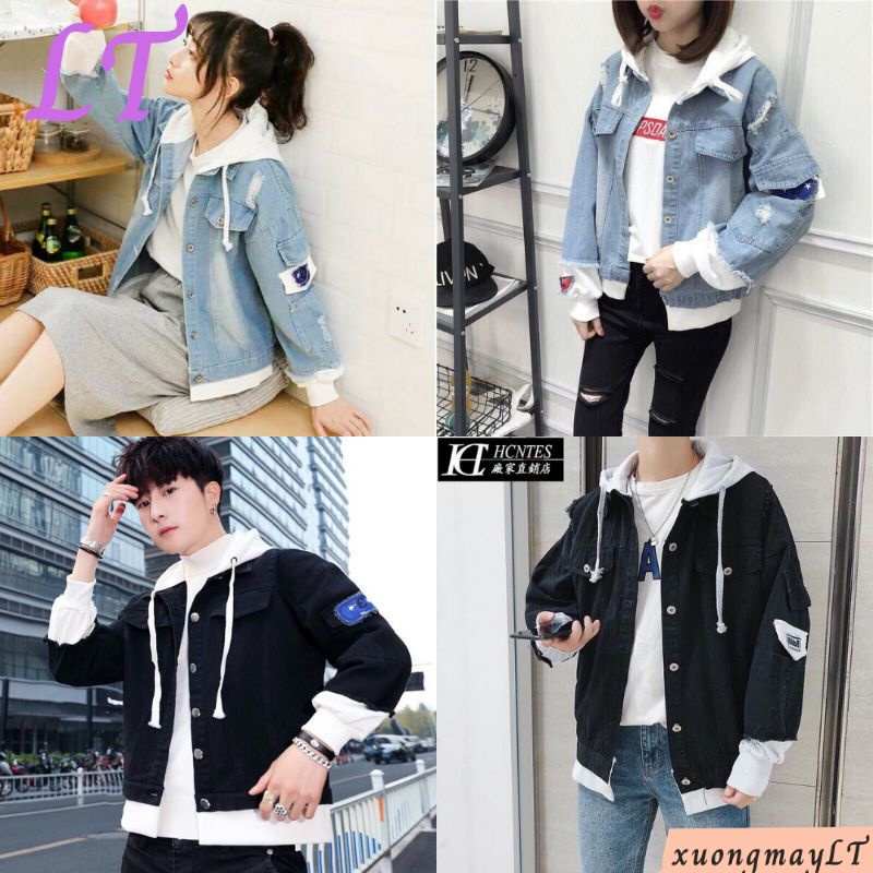 Áo Khoác Liền Mũ Có Nón Nam Nữ Jean Bò Nam Đẹp Cao Cấp Áo Rin xu hướng HOT TREND - ThoiTrangLT