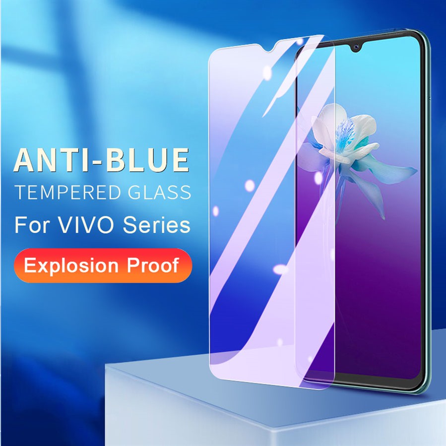 Chống Tia Sáng Xanh Kính Cường lực Bảo Vệ Màn Hình cho Vivo V20 SE V19 Neo V17 V15 V11 S1 Pro Y30 Y12S Y11 Y12 Y15 Y17 U10 Y19 Y51 Y71 Y81 Y81i Y91 Y91i  bảo vệ mắt Mặt trước Miếng dán màn hình