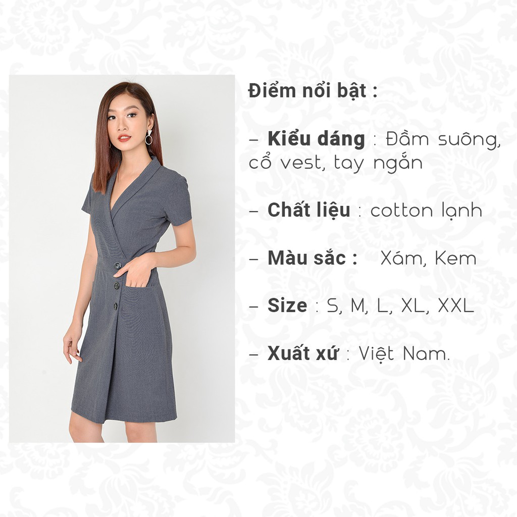 Đầm suông công sở nữ thời trang Eden cổ vest tay ngắn có túi che khuyết điểm chất liệu dày mềm mát không nhăn - D323