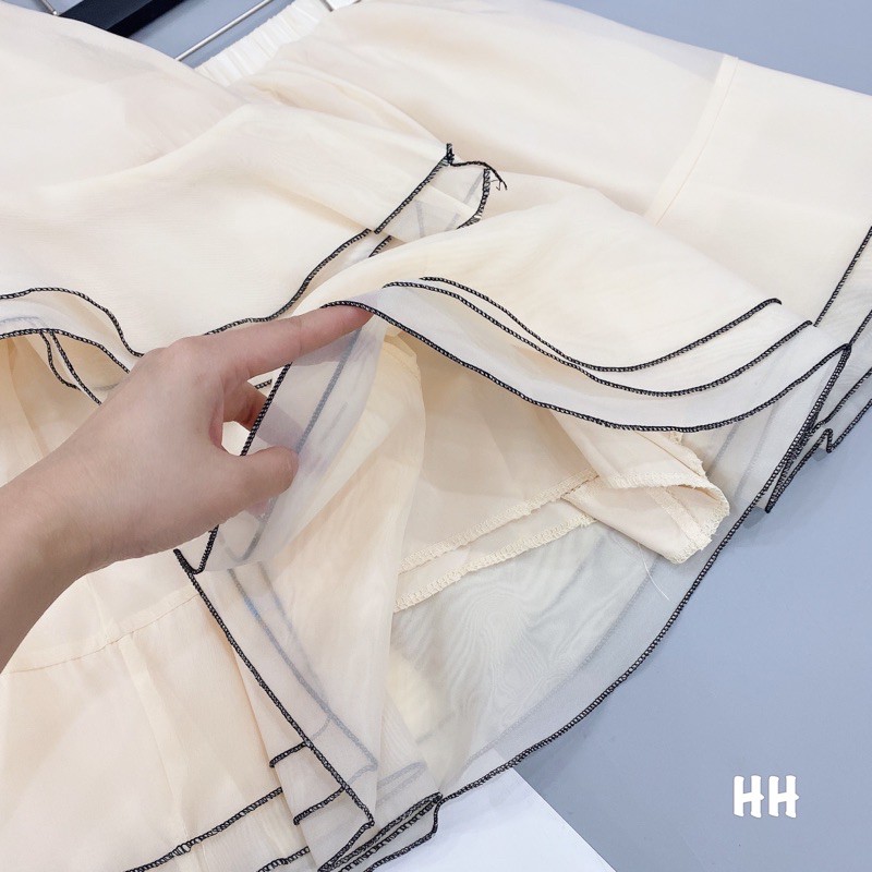 SNU165 - SET NỮ ÁO TƠ BE MIX CVAY VIỀN ĐEN | BigBuy360 - bigbuy360.vn