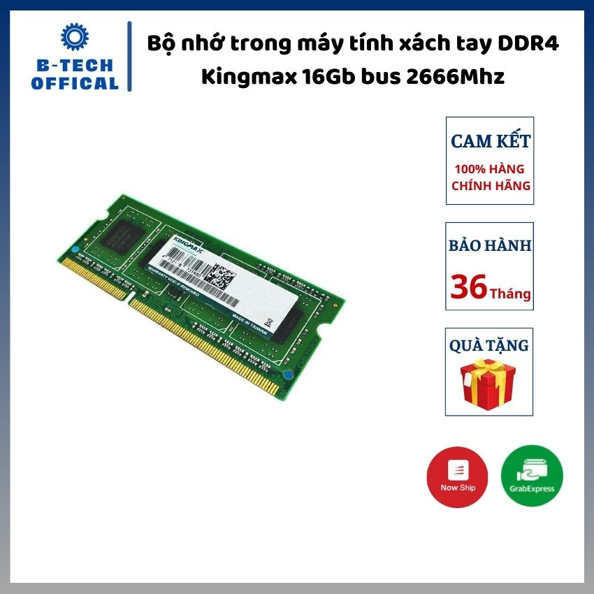 Bộ nhớ trong máy tính xách tay DDR4 Kingmax 16Gb bus 2666Mhz - Hàng chính hãng bảo hành 36 tháng