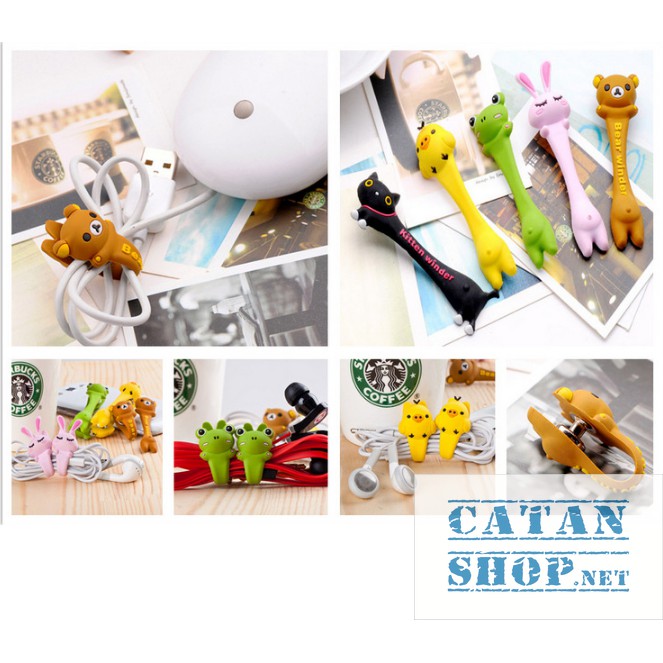 [Freeship] Bộ 2 Dây quấn thu gọn tai nghe,cáp sạc dễ thương, dây cột dây điện silicone siêu cute GD321-CotDDCute