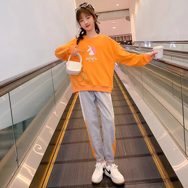 Bộ quần áo nỉ thu đông &quot;WEEKUNI&quot; 14-45kg cho bé gái 4-15 tuổi. Thiết kế đẹp, vải dày dặn. G43