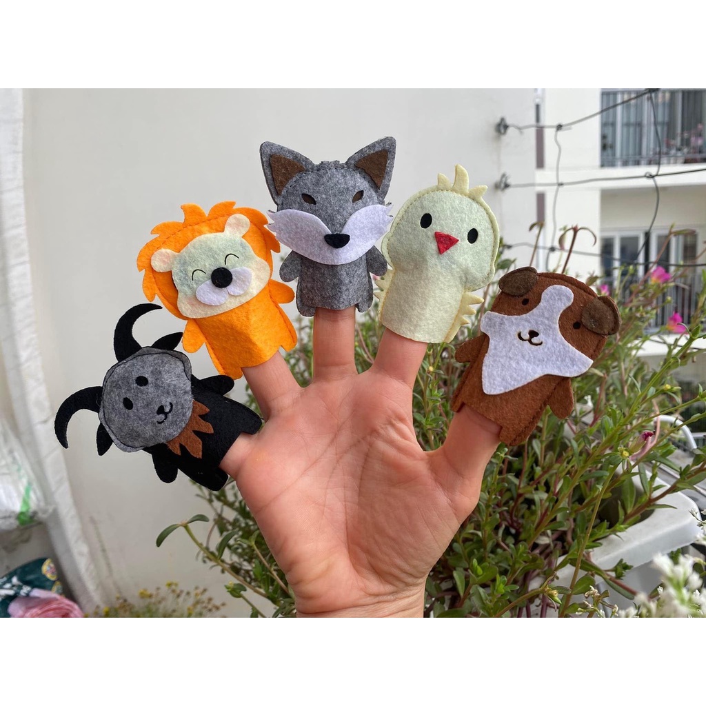 Rối ngón tay 18 con vật vải nỉ đẹp