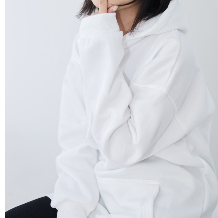 Áo Hoodie trắng màu trơn chất nỉ cotton 100% lót bông mềm mịn (FULLBOX, FULL TAG) - ORAN'S HOODIE BASIC