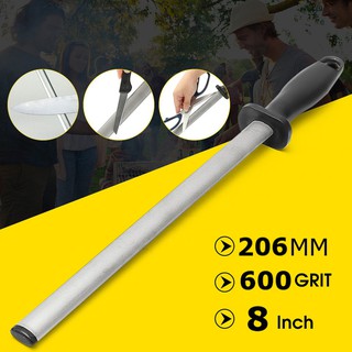 600# 8'' Diamond Sharpening Steel Rod Knife Sharpener Tool For Kitchen Knives