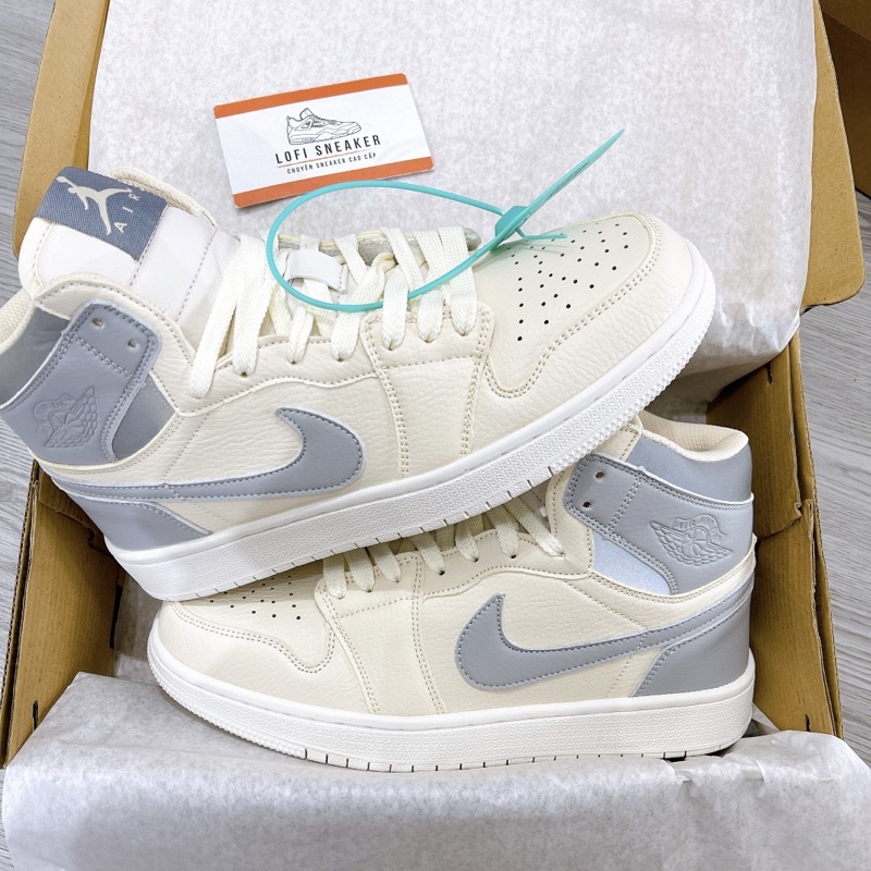 🌻LOFISTOREE🌻Giày Sneaker Kem Phối Xám Phản Quang Cao Cổ