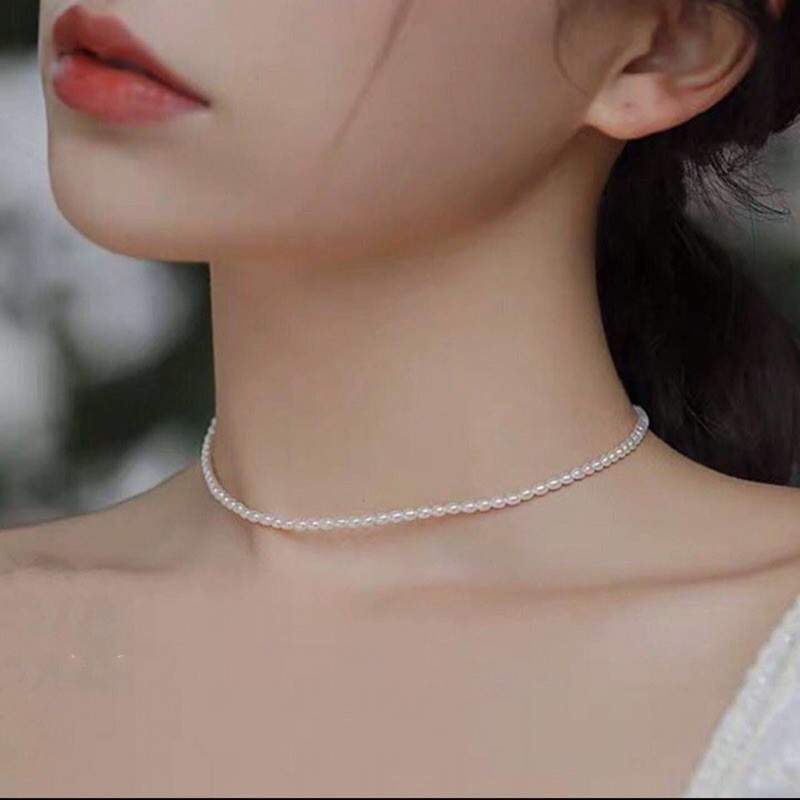 Vòng cổ ngọc trai choker dáng ngắn ngọc trai nhân tạo thời trang retro thanh lịch