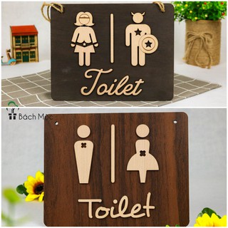 Bảng gỗ treo cửa, bảng gỗ trang trí decor Toilet đôi