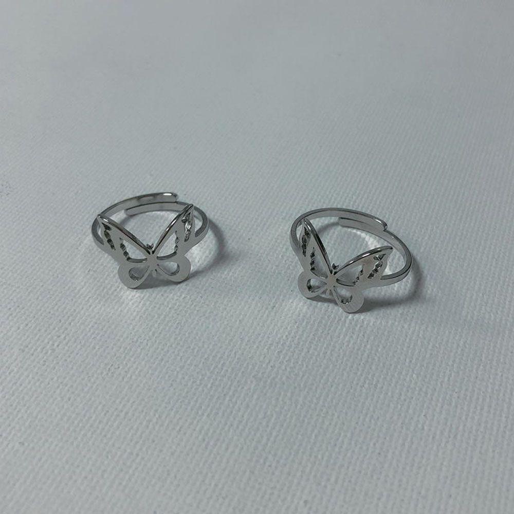 MXGOODS Nhẫn Hình Bướm Chất Liệu Thép Không Gỉ Phong Cách Harajuku Cổ Điển