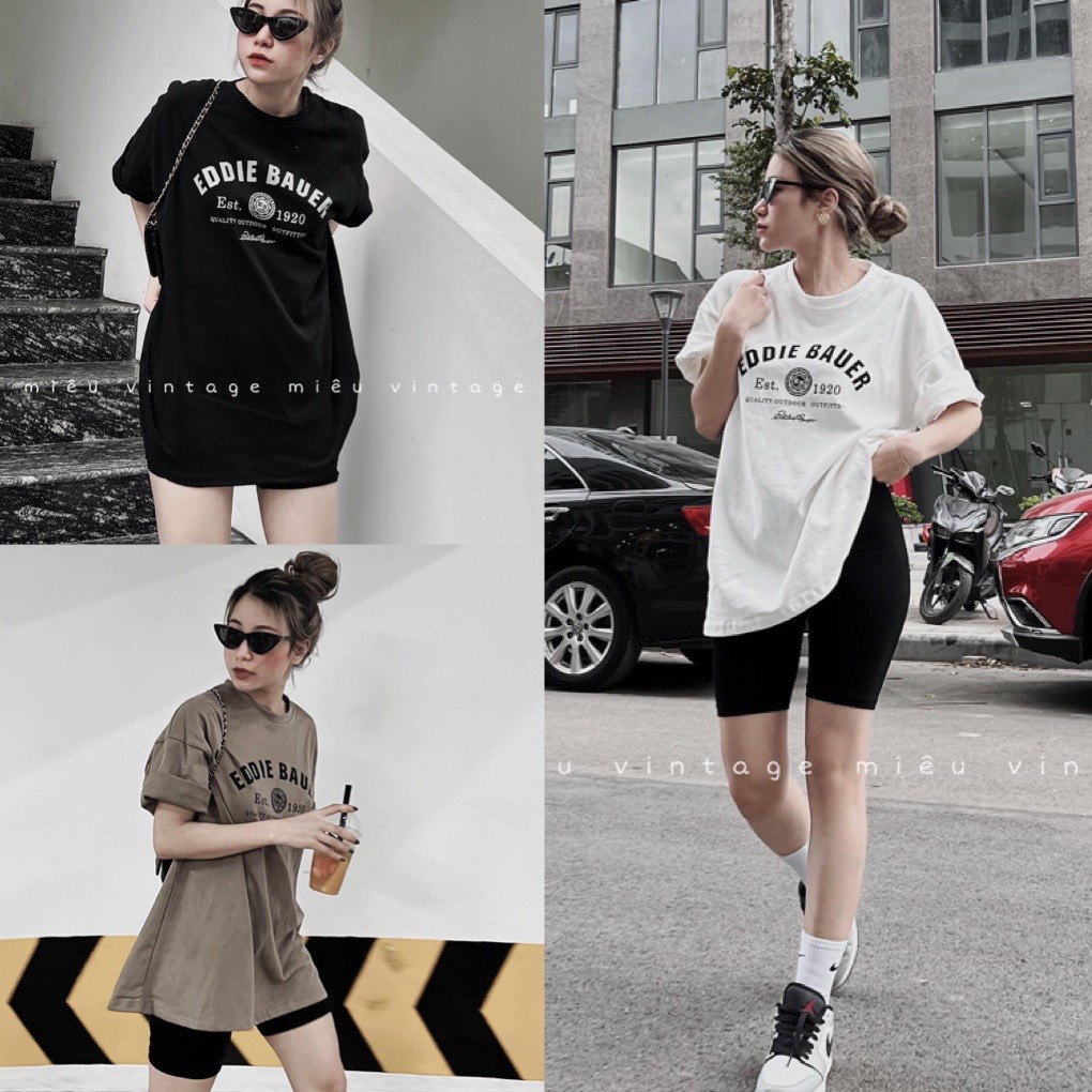 Áo phông dáng dài form rộng tay lỡ túi rip xịn in chữ ngực đơn giản vanmiushop