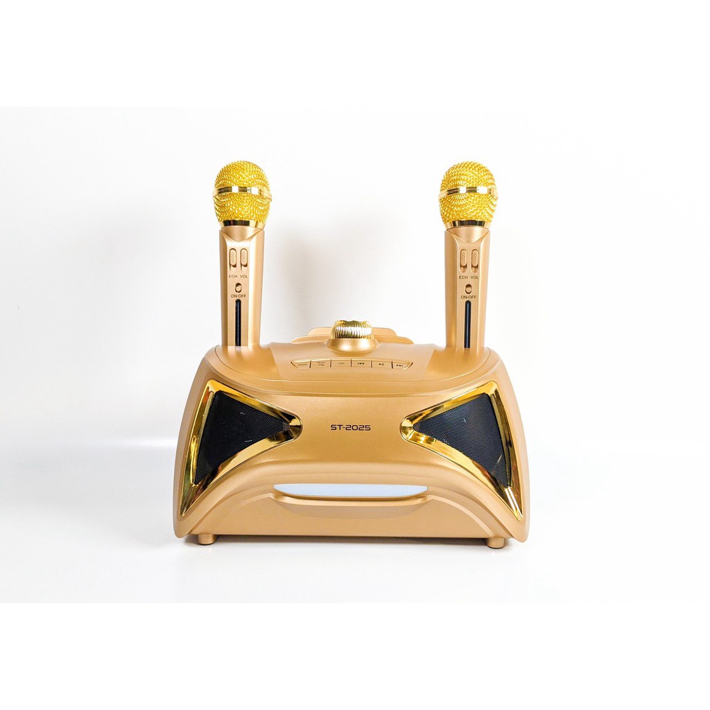 MT MAX Loa bluetooth xách tay karaoke ST 2025 bass đôi đèn led 7 màu, âm thanh sống động. Tặng kèm 2 micro không dây