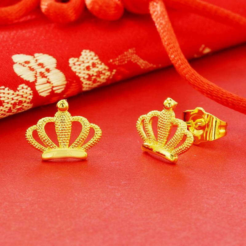 Bông Tai Mạ Vàng 24K Hình Vương Miện Thời Trang