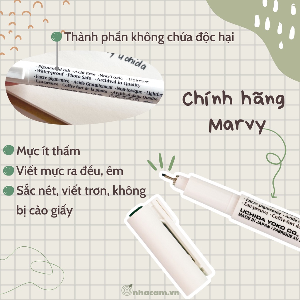 Bút Line Mực Đen Nâu Marvy 4600 Nhà Cam