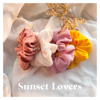 Dây Buộc Tóc Scrunchies Vải Linen Màu Trơn Sunset Lovers