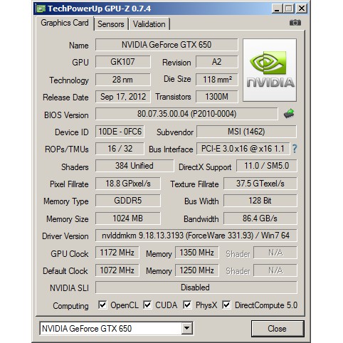 Card Màn Hình VGA GTX 650 Chơi LMHT Fifa online 4 PUBG Mobi