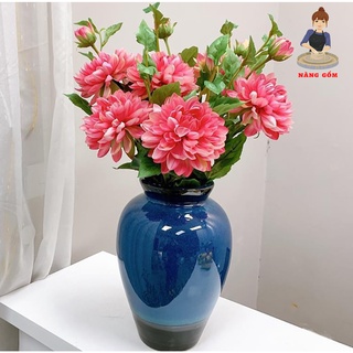 Bình Cắm Hoa Nàng Gốm Bát Tràng – Lọ hoa dáng vò xoài trơn Men Xanh Cao Cấp