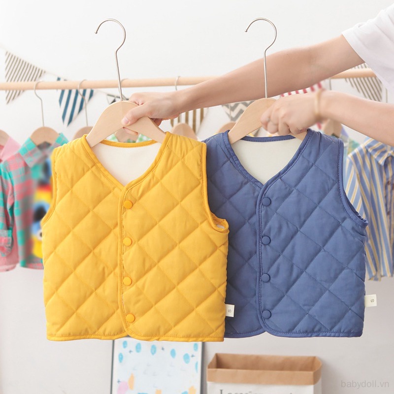 Áo Cotton Không Tay Màu Trơn Giữ Ấm Phong Cách Hàn Quốc Mới Cho Bé Gái