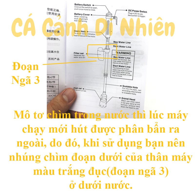 Máy hút cặn vệ sinh hồ bể cá chạy điện và pin đa năng AS-615B