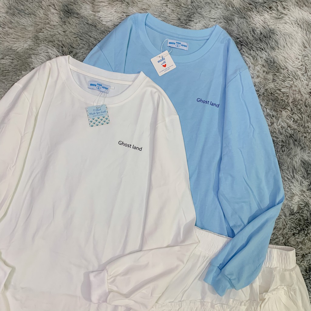 Áo thun dài tay  GHOST LAND  phông Unisex nam nữ tee oversize form rộng pull Ulzzang Streetwear Hàn Quốc vải mềm
