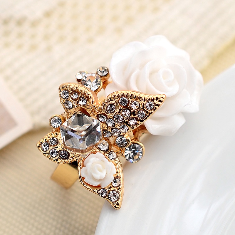 Nhẫn Đính Hôn Có Thể Điều Chỉnh Kích Cỡ Hình Hoa Hồng, Bươm Bướm